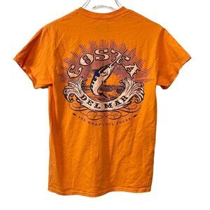 Costa Del Mar Graphic Tee T Shirt Orange Blue Small